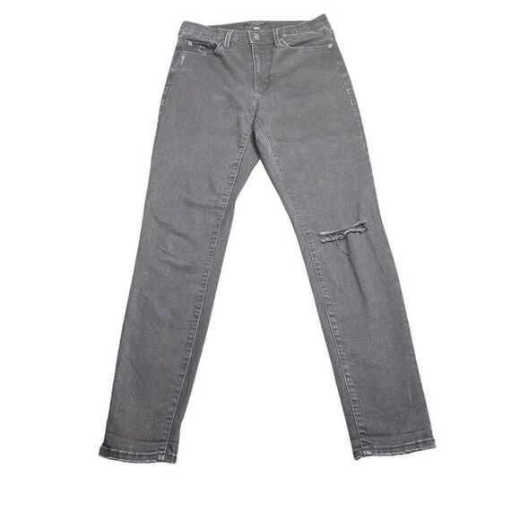 Banana Republic High Rise Skinny Jeans Black Womens 28/6 Distressed Stretch - Picture 1 of 10
